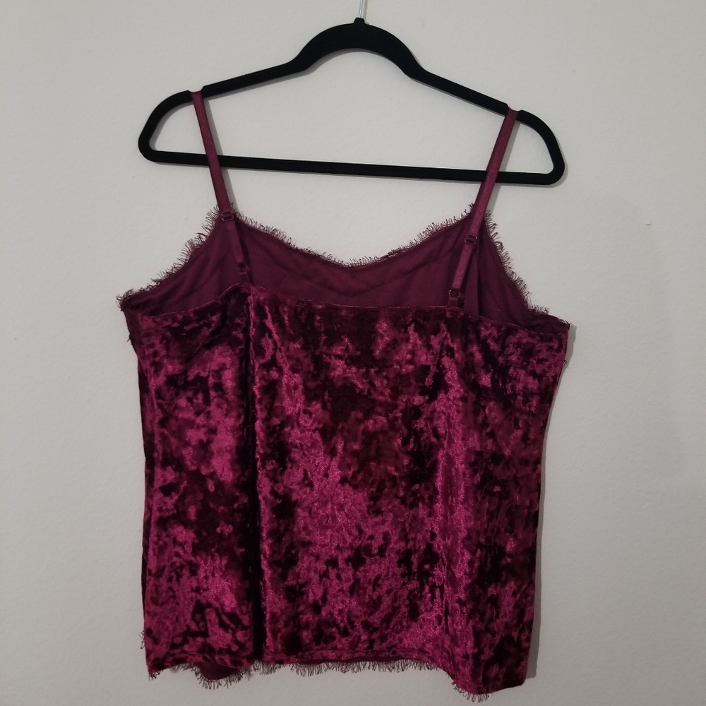 Velvet Frayed Maroon Camisole - Picture 2 of 5